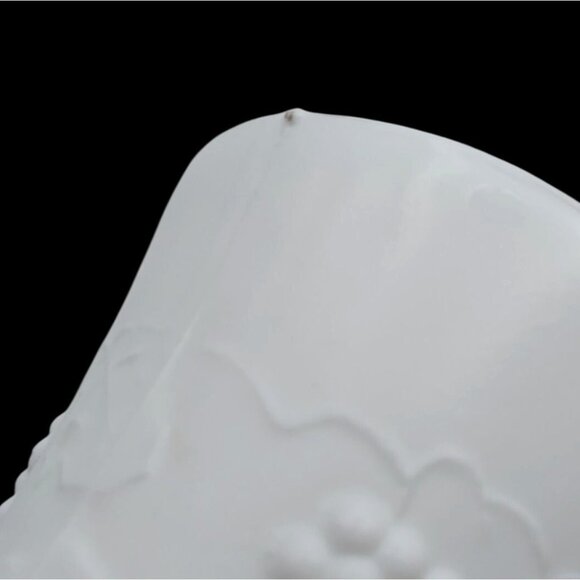 Vintage Indiana Milk Glass Paneled Embossed Harvest Grape Vine Pedestal Vase - Picture 6 of 8